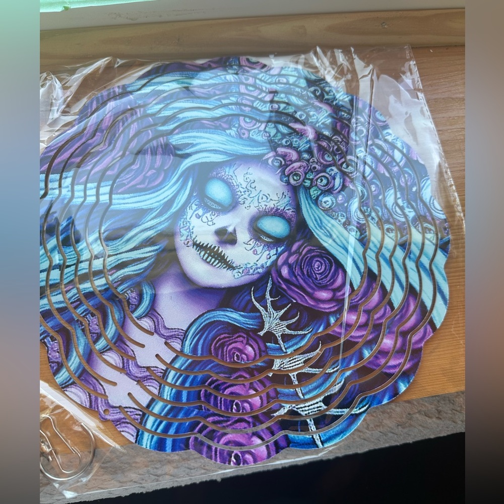Wind Spinner Colorful Sugar Skull Wall Art